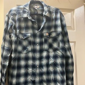 Carhartt Men's Rugged Flex Relaxed Fit Long-Sleeve Pearl Snap Plaid Shirt - XL